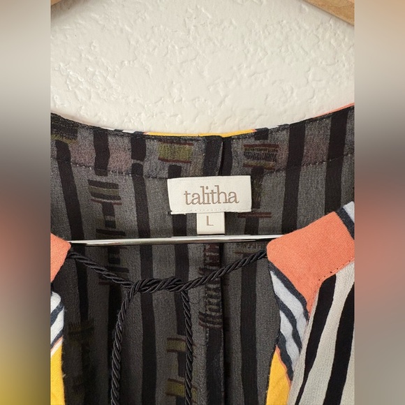 Talitha Silk Tunic Top Blouse Tassels Pom Pom Large - Picture 5 of 13